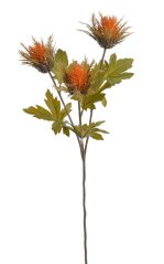 Kvetoucí bodlák větvička s 3 květy 68 cm