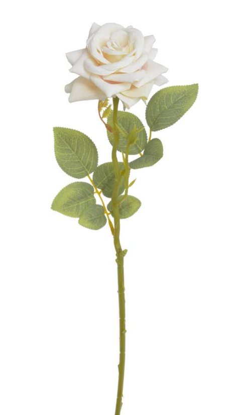 Umělá rozkvetlá růže na stonku s listy, květ Ø 8cm/ dl.41cm