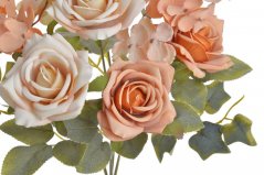 Kytice umělých rozkvetlých růží a hortenzií dl.celkem 44cm