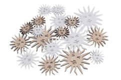 Letní dekorace slunce výsek mix velikostí a barev .3,5-7cmØx0,5cmW - 18ks