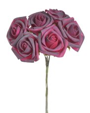 Pěnové růže na drátku, hlavička Ø 6cm, drátek dl. 23cm - 6 ks