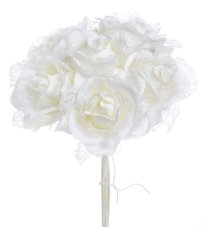 Svazek z krajkových růží, květ Ø5cm/dl. 30cm - 6 ks.