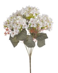 Kytice umělých hortenzií 7 květů s listy a doplňky, květ 10cm, dl.40cm