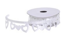 Dekorační samolepící stuha ve tvaru srdce 2,5cm/ 5 m - bílá