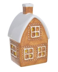 Dekorace keramický domek s LED osvětlením 10cmL x 8cmW x 17cmH