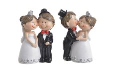 Dekorace figurky ženich a nevěsta 6,6cm - polyresin - 2ks