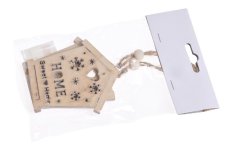 Vánoční dekorace dřevěné domky 17x7x0,5cm - závěs 2ks
