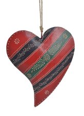 Dekorace plechové barvené srdce (23cmL x 4cmW x 27cmH) 41cm - závěs