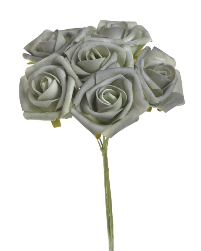 Pěnové růže na drátku, hlavička Ø 6cm, drátek dl. 23cm - 6 ks