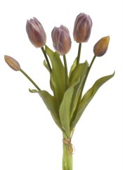 Svazek tulipánů z měkčeného plastu hlavička 6cm, celkem dl. 40 cm - 5ks