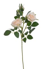 Umělá rozkvetlá růže 2 květy + 2 poupata, květ Ø 6,5cm, dl.49cm