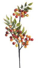 Umělá větvička hlohu s bobulemi a listy, dl. 55 cm, barva 45