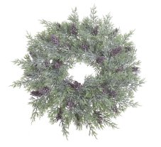 Dekorativní věnec z posněženého umělého chvojí Ø 40cm