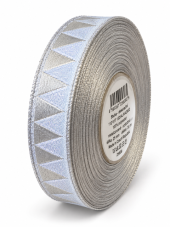 Plátnová stuha s metaloplastem 15 mm / 25 m – geometrický vzor