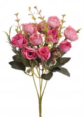Kytice umělých růžiček 13 květů s listy a doplňky dl. 30cm