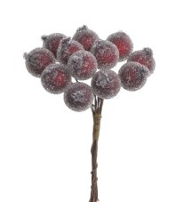 Vánoční dekorace hloh v cukru Ø 1,5cm, dl.10cm - 144 ks