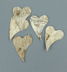 Přírodní dekorace z břízy ve tvaru srdce 6cm - 50 ks