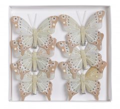 Dekorační  motýl na klipu 8cm  - 6ks