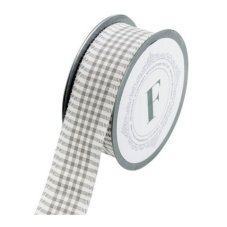 Stuha s vetkaným kostkovým vzorem š.4cm/dl.10m - šedá