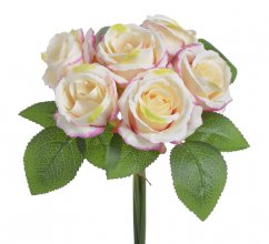 Růže s listy svazek 6 stonků, dl. 29 cm, barva 04