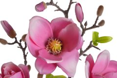 Větvička umělé magnolie s listy 4 květy + 2 poupata, dl. 116cm