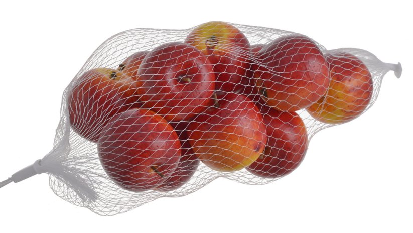 Plastová jablíčka se stopkou v síťce  4cmØx4,5cmH - 12ks