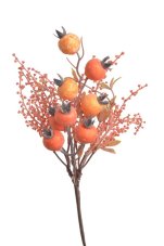 Podzimní dekorace větvička s umělými granátovými jablky dl. 28cm