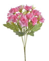 Kytice umělých růží s listy a doplňky, květ Ø 5cm/celkem dl. 30cm