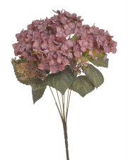 Kytice umělých hortenzií 7 květů s listy a doplňky, květ 10cm, dl.42cm