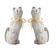 Dekorace - sedící kočka s mašličkou 4,5 cm L x 5,5 cm W x 12 cm H