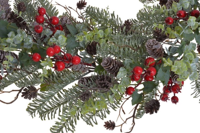 Vánoční girlanda s hlohem a šiškami 160 cm