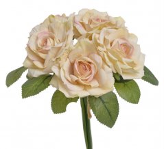 Růže s listy, svazek 5 stonků, dl. 23 cm, barva 5397