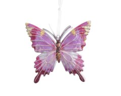 Dekorace - plechový malovaný motýl 10cmLx0,7cmWx9,5cmH - závěs