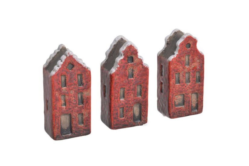 Dekorace keramický domek mix druhů .3cmLx2,3cmWx6,5cmH - 24ks