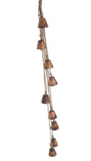 Dekorace girlanda z kovových zvonků 9 kusů na provázku   (4,5cmØx5.5cmH) 98cmH