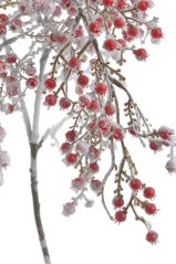 Vánoční dekorace posněžená větev s hlohem dl. 81cm