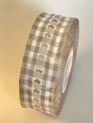 Kostková stuha se srdíčkovým vzorem a drátkem 4cm/25m