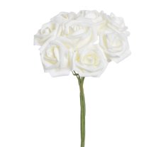 Svazek pěnových růží 6 cm na drátku, drátek 20 cm - 8 ks