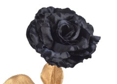 Kvetoucí umělá růže na barveném stonku s listy, hlavička Ø 10cm, dl.70cm