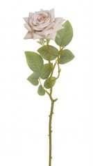 Umělá rozkvetlá růže na stonku s listy, květ Ø 8cm/ dl.41cm