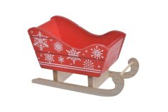 Dekorace malované dřevěné sáně .17,5cmLx8cmWx10,5cmH