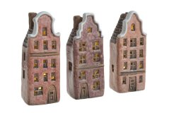 Dekorace domek keramika LED MIX 5,5cmLx4,8cmWx14cmH