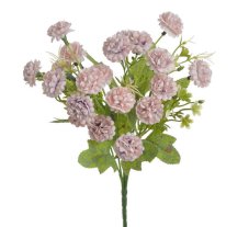 Kytice drobných kvítků s listy a doplňky, Ø kvítku 2,5cm, dl. kytice 34cm