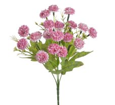 Kytice drobných kvítků s listy a doplňky, Ø kvítku 2,5cm, dl. kytice 34cm