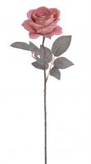 Umělá rozkvetlá velvetová růže, hlavička Ø 9cm/celkem dl. 50 cm