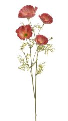 Umělý kvetoucí vlčí mák s listy, květ Ø 8cm, dl. 72cm