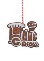 Vánoční dekorace lokomotiva jako z perníku 8,5cmLx1cmWx7cmH - závěs