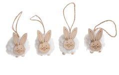Velikonoční dekorace chlupatý zajíček - závěs -  4ks