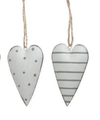 Závěsná srdíčka vypouklá - barvený kov 13cm 2ks