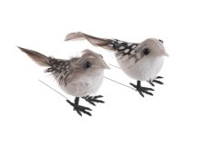 Dekorativní ptáček z peří na plastovém kolíčku 8cm - 2ks